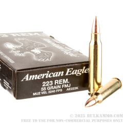 500 Rounds of .223 Ammo by Federal American Eagle - 55gr FMJ