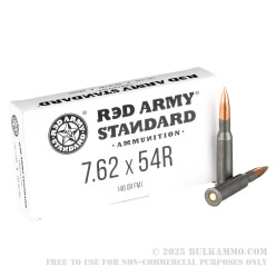 500 Rounds of 7.62x54r Ammo by Red Army Standard - 148gr FMJ