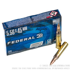 500 Rounds of 5.56x45 Ammo by Federal Varmint & Predator - 50gr JHP