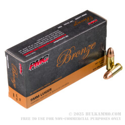 50 Rounds of 9mm Ammo by PMC - 147gr FMJ