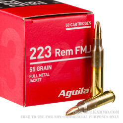 50 Rounds of .223 Ammo by Aguila - 55gr FMJ