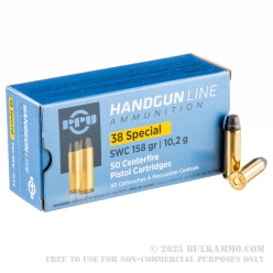 50 Rounds of .38 Special Ammo by Prvi Partizan - 158gr Semi-Wadcutter