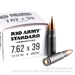 20 Rounds of 7.62x39mm Ammo by Red Army Standard - 122gr FMJ