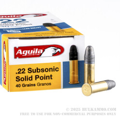 50 Rounds of .22 LR Ammo by Aguila Subsonic - 40gr LRN