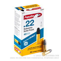 50 Rounds of .22 LR Ammo by Aguila Subsonic - 40gr LRN