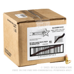 1000 Rounds of 9mm Ammo by Independence Bulk Pack - 115gr FMJ