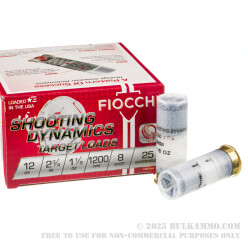 250 Rounds of 12ga Ammo by Fiocchi - 1 1/8 ounce #8 shot