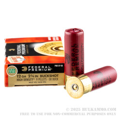 5 Rounds of 12ga Ammo by Federal Vital-Shok - 9 pellet high density 00 buckshot