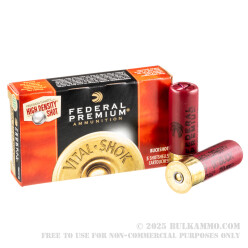 5 Rounds of 12ga Ammo by Federal Vital-Shok - 9 pellet high density 00 buckshot