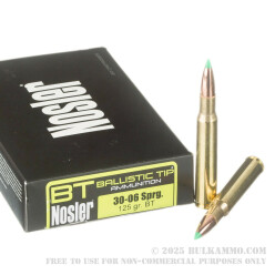 20 Rounds of 30-06 Springfield Ammo by Nosler Ammunition - 125gr Nosler Ballistic Tip