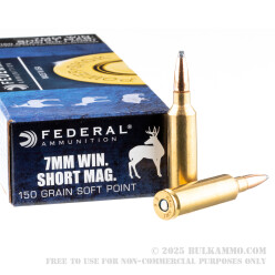 20 Rounds of 7 mm Win Short Mag Ammo by Federal - 150gr SP