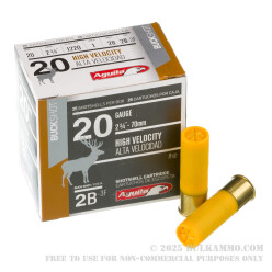 25 Rounds of 20ga Ammo by Aguila - 1 ounce #2 Buck