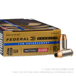 1000 Rounds of .40 S&W Ammo by Federal LE - 165gr JHP Hydra Shok