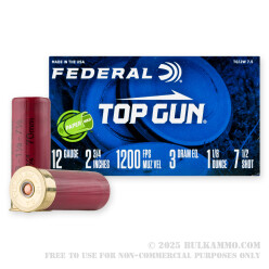 250 Rounds of 12ga Ammo by Federal Top Gun - 1 1/8 ounce #7 1/2 shot