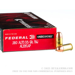 50 Rounds of .380 ACP Ammo by Federal - 95gr FMJ