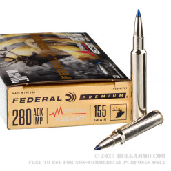 20 Rounds of .280 Ackley Improved Ammo by Federal - 124gr Terminal Ascent