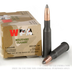 500  Rounds of 7.62x54r Ammo by Wolf Military Classic - 203gr SP