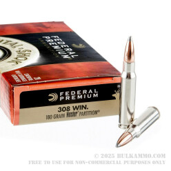 20 Rounds of .308 Win Ammo by Federal Vital-Shok - 180gr Nosler Partition