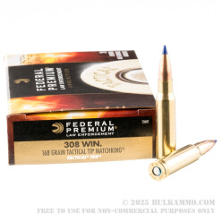 20 Rounds of .308 Win Ammo by Federal Tactical TRU - 168gr Tactical Tip MatchKing