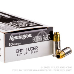 500 Rounds of 9mm Ammo by Remington Golden Saber - 147gr BJHP