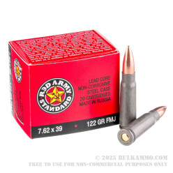 20 Rounds of 7.62x39mm Ammo by Red Army Standard - 122gr FMJ