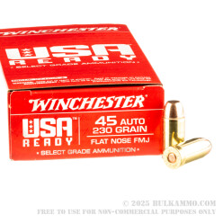 500 Rounds of .45 ACP Ammo by Winchester USA Ready - 230gr FMJ FN