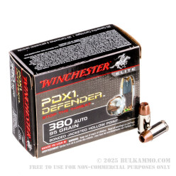 200 Rounds of .380 ACP Ammo by Winchester PDX1 - 95gr JHP