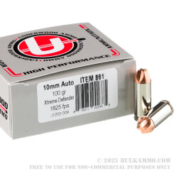 20 Rounds of 10mm Ammo by Underwood - 100gr Xtreme Defender