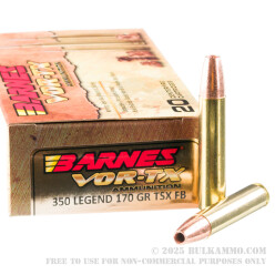 20 Rounds of .350 Legend Ammo by Barnes VOR-TX - 170gr TSX FB