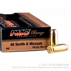 1000 Rounds of .40 S&W Ammo by PMC - 180gr FMJFN