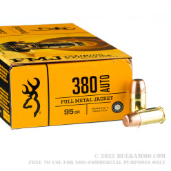 500 Rounds of .380 ACP Ammo by Browning - 95gr FMJ