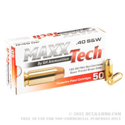 50 Rounds of .40 S&W Ammo by MAXX Tech - 180gr FMJ