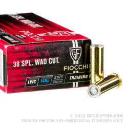 50 Rounds of .38 Spl Ammo by Fiocchi - 148gr Lead Wadcutter