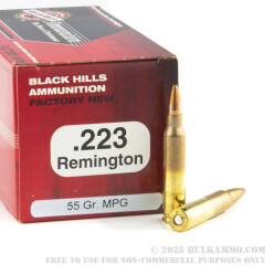 50 Rounds of .223 Ammo by Black Hills Ammunition - 55gr Multi-Purpose Green HP