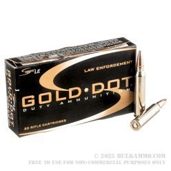 20 Rounds of .223 Ammo by Speer Gold Dot - 62gr SP