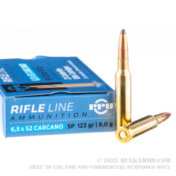 20 Rounds of 6.5x52mm Carcano Ammo by Prvi Partizan - 123gr SP