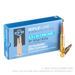 20 Rounds of 6.5x52mm Carcano Ammo by Prvi Partizan - 123gr SP