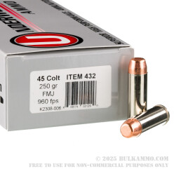 50 Rounds of .45 Long-Colt Ammo by Underwood - 250gr FMJ