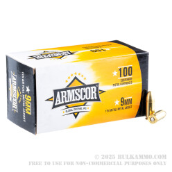 1200 Rounds of 9mm Ammo by Armscor - 115gr FMJ