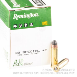 100 Rounds of .38 Special +P Ammo by Remington UMC - 125gr SJHP