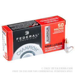 50 Rounds of 9mm Ammo by Federal Champion - 115gr FMJ