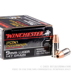 20 Rounds of 9mm Ammo by Winchester Supreme Elite- 147gr PDX1 BJHP