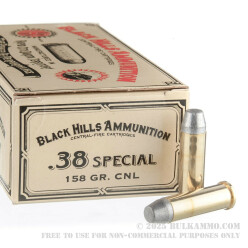 500 Rounds of .38 Spl Ammo by Black Hills Cowboy Action - 158gr CNL