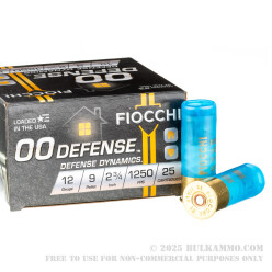 25 Rounds of 12ga Ammo by Fiocchi - 9 pellet 00 buckshot