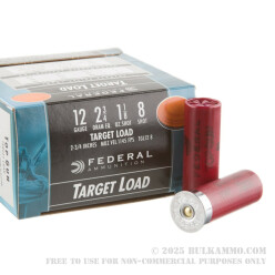 250 Rounds of 12ga Ammo by Federal - 1 1/8 ounce #8 shot