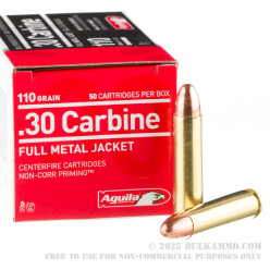 50 Rounds of .30 Carbine Ammo by Aguila - 110gr FMJ