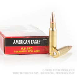 20 Rounds of 6.8 SPC Ammo by Federal American Eagle - 115gr FMJ