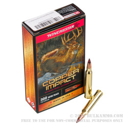 20 Rounds of .300 Win Mag Ammo by Winchester Copper Impact - 150gr Copper Extreme Point *BULLET DISCOLORATION*