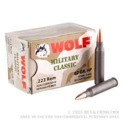 20 Rounds of .223 Ammo by Wolf WPA Military Classic - 62gr HP