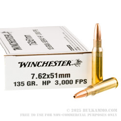 200 Rounds of 7.62x51 Ammo by Winchester - 135gr HP